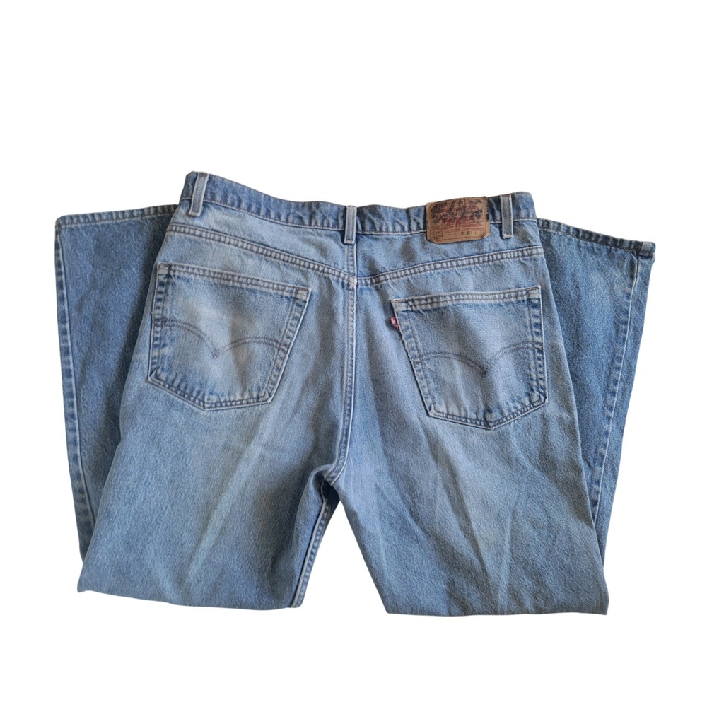 Vintage 80s Levis 517 Bootcut Jeans USA Made Distressed 40x30 Med Wash Denim Men